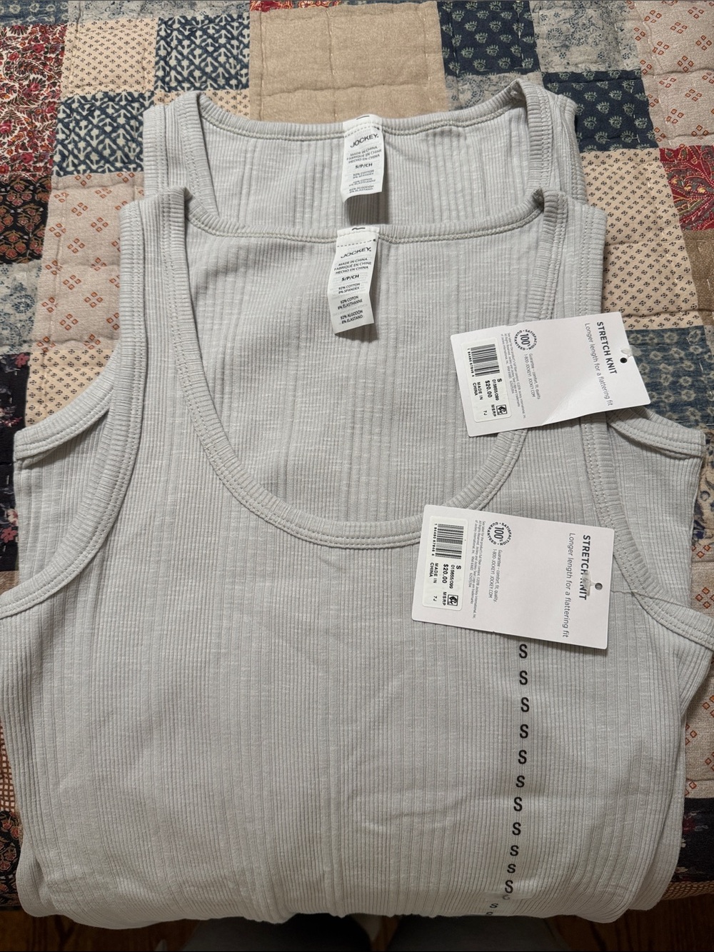 Jockey Light Gray Ribbed Tank Top (2-Pack)